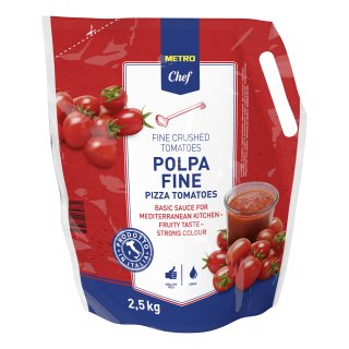 METRO Chef Pizza Tomaten Polpa Fine - 4 x 2,50 kg Beutel