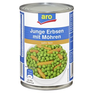 aro Erbsen sehr fein mit Möhrchen - 12 x 400 g Dosen