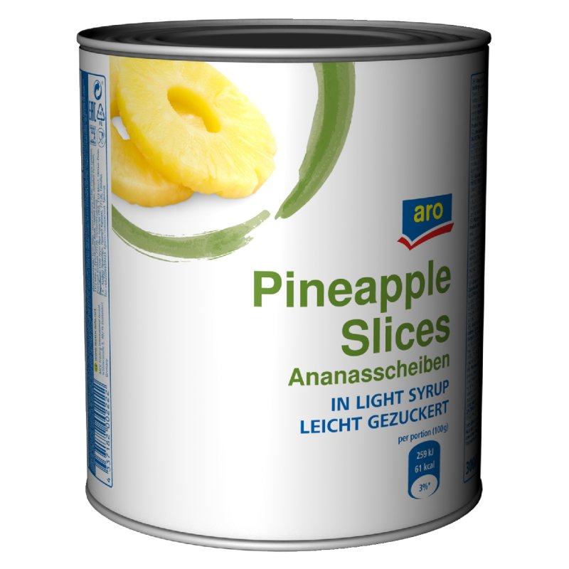 Wieviel Wiegt Eine Scheibe Ananas Aus Der Dose aro Ananas Scheiben - 3,10 kg Dose