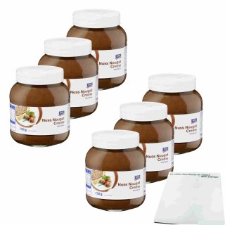 aro Nuss Nougat Creme Haselnuss 6er Pack (6x750g Glas) + usy Block