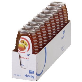 aro Blütenhonig im Spender flüssig dickflüssig - 8 x 500 g Flaschen