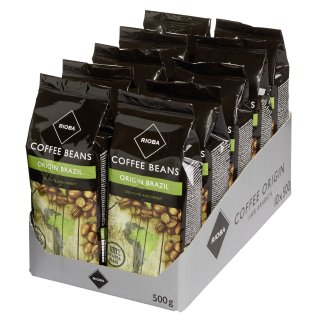 Rioba Coffee Beans Origin Brazil - 10 x 500 g Beutel