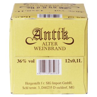 Antik Alter Weinbrand V.S.O.P 36 % Vol. - 12 x 0,10 l Flaschen