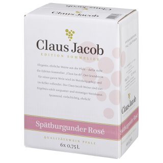 Claus Jacob Spätburgunder QbA Roséwein - 6 x 0,75 l Flaschen