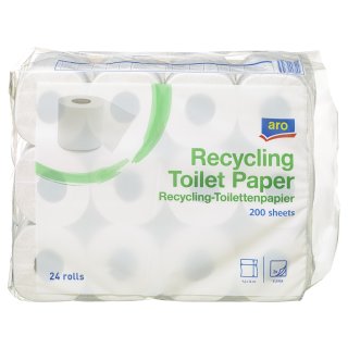 aro Recycling Toilettenpapier Weiß 2 lagig (24x200 Blatt Rolle)
