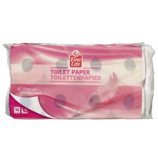 Fine Life Toilettenpapier Weiß 4 lagig - 16 x 150 Blatt