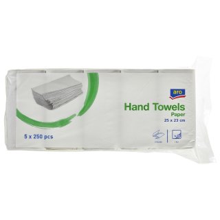 aro Einmal-Handtücher Grau Papier 1 lagig - 5 x 250 Stück