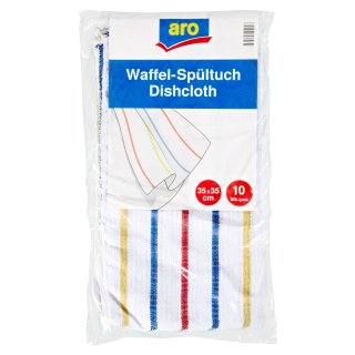 aro Waffelspültuch 35  x  35 cm Weiß 20 % Polyester, 80 % Baumwolle quadratisch - 5 Stück