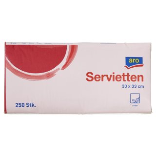 aro Zelltuch-Servietten Rot 33  x  33 cm 2 lagig