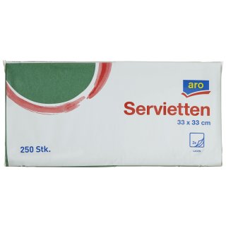 aro Zelltuch-Servietten Grün 33  x  33 cm 2 lagig