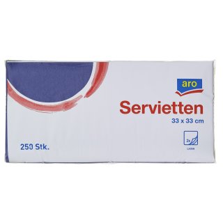 aro Zelltuch-Servietten Blau 33  x  33 cm 2 lagig