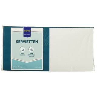 METRO Professional Servietten 33  x  33 cm Weiß Zelltuch 1/4Falz 3 lagig