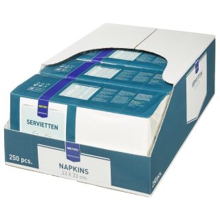 METRO Professional Servietten 33  x  33 cm Weiß Zelltuch 1/4Falz 3 lagig - 4 x