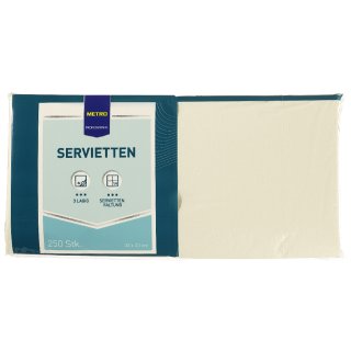 METRO Professional Servietten Champagne 33  x  33 cm 1/4Falz 3 lagig