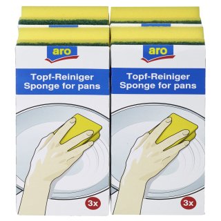 aro Topfreiniger mit Griff Vlies - 4 x 3 Stück