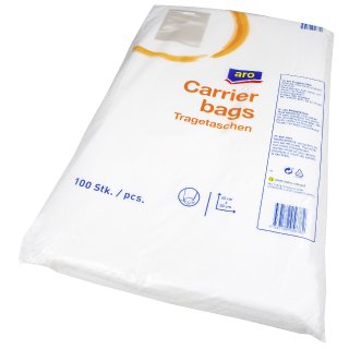 aro Tragetaschen Transluzent, Weiß Kunststoff - 100 Stück