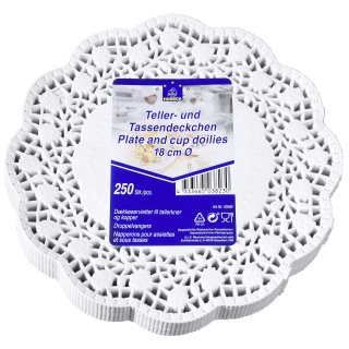 Horeca Select Teller- und Tassendeckchen Weiß Papier rund Ø 18 cm - 250 Stück