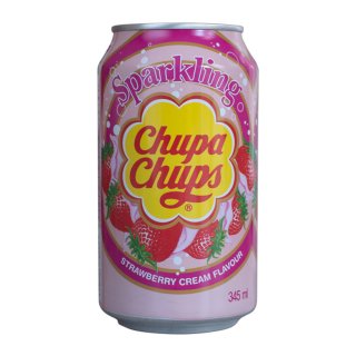 Chupa Chups Sparkling mit Erdbeer-Sahne-Geschmack (345ml Dose)