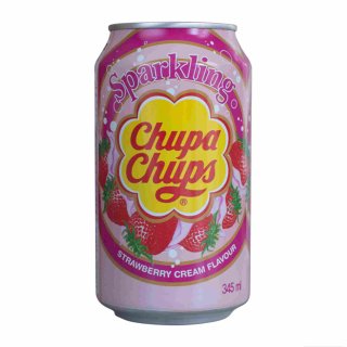 Chupa Chups Sparkling mit Erdbeer-Sahne-Geschmack 8er Pack (8x 345ml Dose) + usy Block