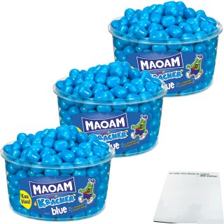 Maoam Kracher Blue 3er Pack (3x 265St, 1200g Dose) + usy Block