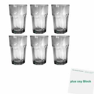 Trinkglas mit 350 ml Füllvolumen 6er Pack (6 Stck) + usy Block