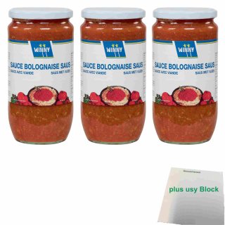 Winny Bolognese Sauce 3er Pack (3x 830g Glas) + usy Block