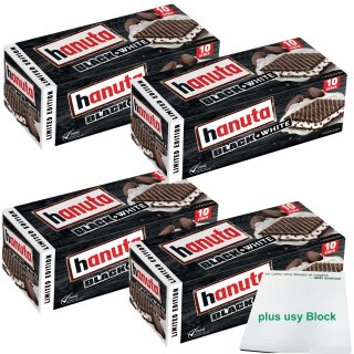 hanuta Black & White Limited Edition 4er Pack (4x220g Packung) + usy Block