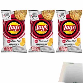Lays Pizza Hut Margherita Flavour Kartoffelchips 3er Pack (3x150g Beutel) + usy Block