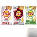 Lays Iconic Restaurants Chips Testpaket (je 1x150g Beutel KFC Original Recipe Chicken Flavour, Pizza Hut Margherita Flavour & Subway Teriyaki Flavour) + usy Block