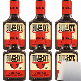 Bulls Eye Original Rauchige Barbecue-Sauce 6er Pack (6x300ml Flasche) + usy Block