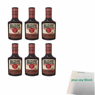 Bulls Eye Sweet Whiskey Marinade & Glaze BBQ-Sauce 6er Pack (6x 300ml Flasche) + usy Block