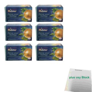 Meßmer detox your feelings Brennnessel Grüner Tee 20 Teebeutel 6er Pack (6x 40g Packung) + usy Block