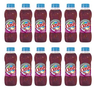 Oasis Appel, Cassis & Framboos (Apfel, schwarze Johannisbeere & Himbeere, 12x 500ml Flasche)
