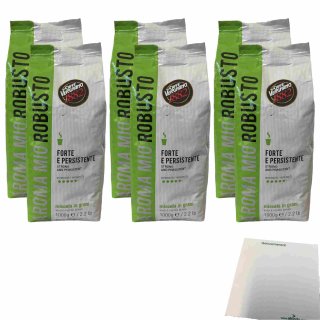 Caffé Vergnano Aroma Mio Robusto Kaffeebohnen 6er Pack (6x1kg Beutel) + usy Block