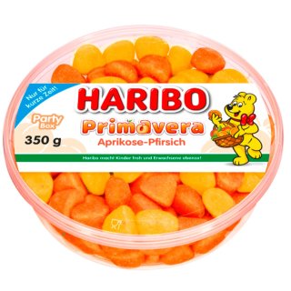 Haribo Primavera Aprikose-Pfirsich (350g flache Runddose)