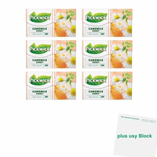 Pickwick Herbal Camomile Honey 6er Pack (Kamilletee mit Honig 6x 20x1,5g) + usy Block