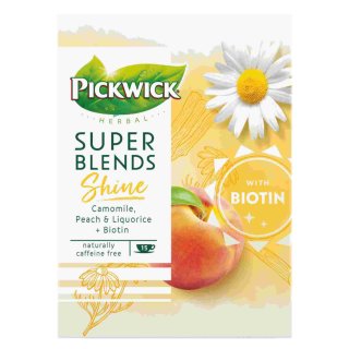 Pickwick Super Blends Shine mit Kamille, Pfirsich & Lakritz + Biotin (15x1,5g Teebeutel)