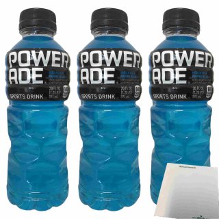 Powerade Sports Drink Mountain Berry Blast USA 3er Pack (3x591ml Flasche DPG) + usy Block