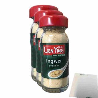 Lien Ying Ingwer gemahlen 3er Pack (3x20g Glas) + usy Block