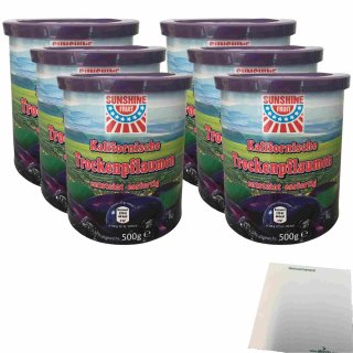 Sunshine Fruit Trockenpflaumen entsteint 6er Pack (6x500g Dose) + usy Block