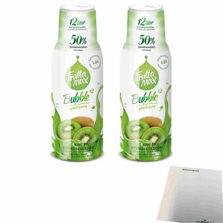 Frutta Max Bubble 12 Kiwi Getränkesirup 2er Pack (2x500ml Flasche) + usy Block