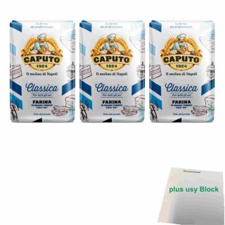 Caputo Farina Classica 3er Pack (3x 1kg Packung Klassik Mehl) + usy Block