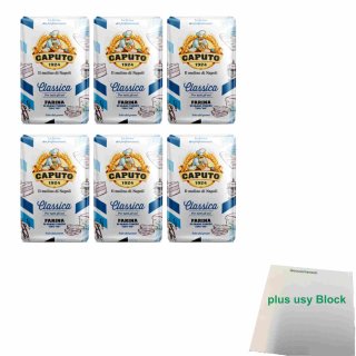 Caputo Farina Classica 6er Pack (6x 1kg Packung Klassik Mehl) + usy Block