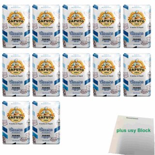 Caputo Farina Classica 12er Pack (12x 1kg Packung Klassik Mehl) + usy Block