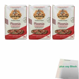Caputo Farina Pizzeria 3er Pack (3x 1kg Packung Pizzamehl) + usy Block