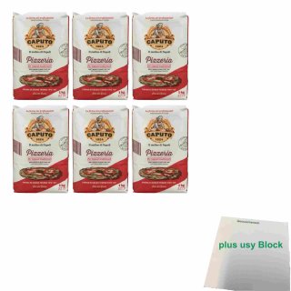 Caputo Farina Pizzeria 6er Pack (6x 1kg Packung Pizzamehl) + usy Block