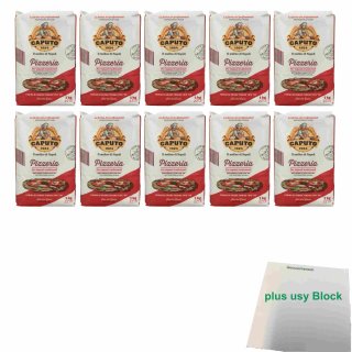 Caputo Farina Pizzeria 10er Pack (10x 1kg Packung Pizzamehl) + usy Block
