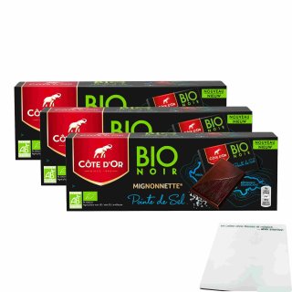 Côte dOr Bio Noir Mignonnette Pointe de Sel 3er Pack (3x180g Packung) + usy Block