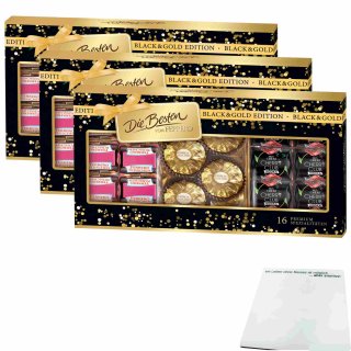 Die Besten von Ferrero Black & Gold Edition: Küsschen Double Chocolate, Rocher classic, Mon Cheri Vodka 3er Pack (3x170g Packung) + usy Block