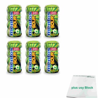 Mentos Gum SOUR Green Apple 6er Pack (6x30g Dose) + usy Block